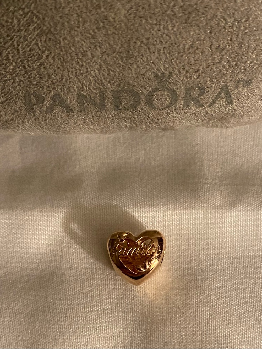 Authentic Pandora Rose Gold Family Heart Tree Charm Heart Accent Bracelet Charm